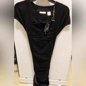 Allison Brittney Junior’s Sweater Dress With Belt  XL Dark Brown